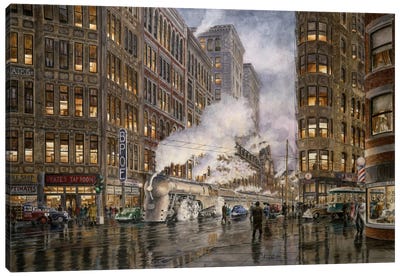 20th Century Limited, Washington & Wharf, Syracuse, New York Canvas Art Print - Stanton Manolakas
