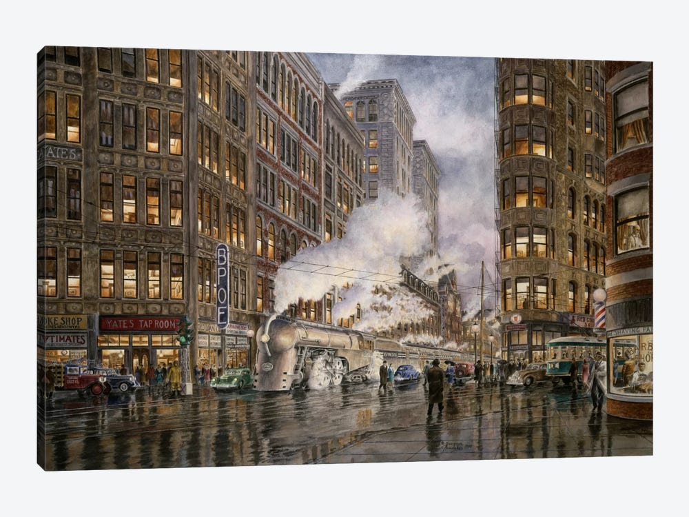 20th Century Limited, Washington & Wharf, Syracuse, New York by Stanton Manolakas 1-piece Canvas Print