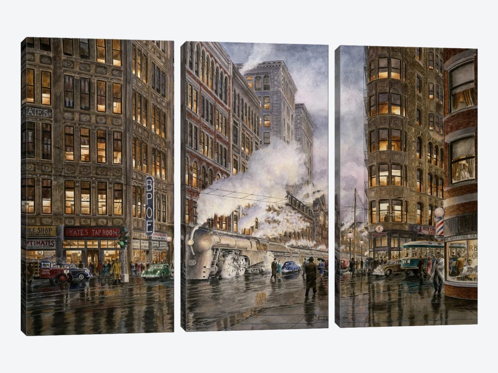 20th Century Limited, Washington & Wharf, Syracuse, New York by Stanton Manolakas 3-piece Art Print