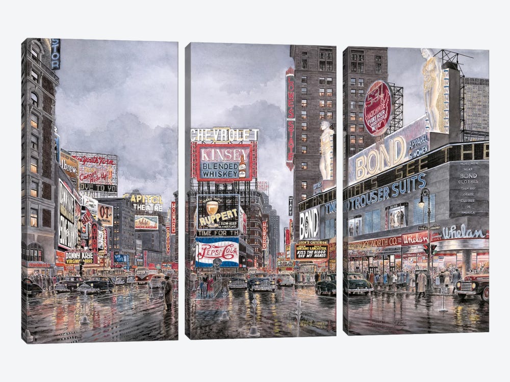 Times Square: New York by Stanton Manolakas 3-piece Canvas Wall Art