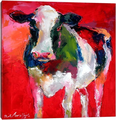Cow Canvas Art Print - Red Art