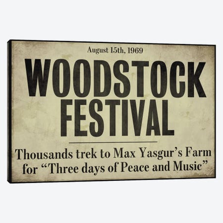 Woodstock - Vintage Newspaper Headline Canvas Print #9673} by Color Bakery Canvas Artwork