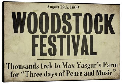 Woodstock - Vintage Newspaper Headline Canvas Art Print - Sasha