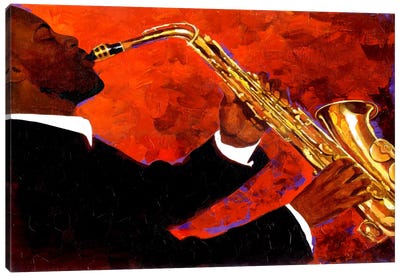 Man on Fire Canvas Art Print - Saxophone Art