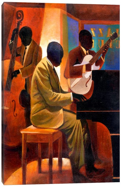 Piano Man Canvas Art Print - Art by Black Artists