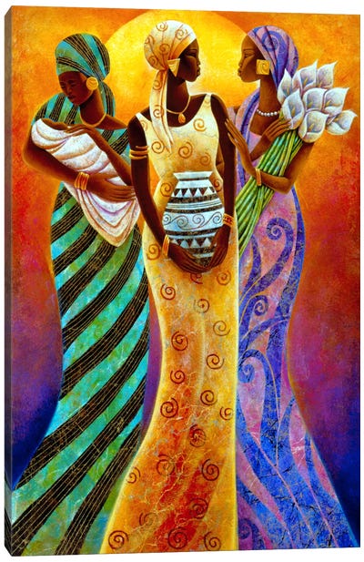 Sisters of The Sun Canvas Art Print - African Heritage Art