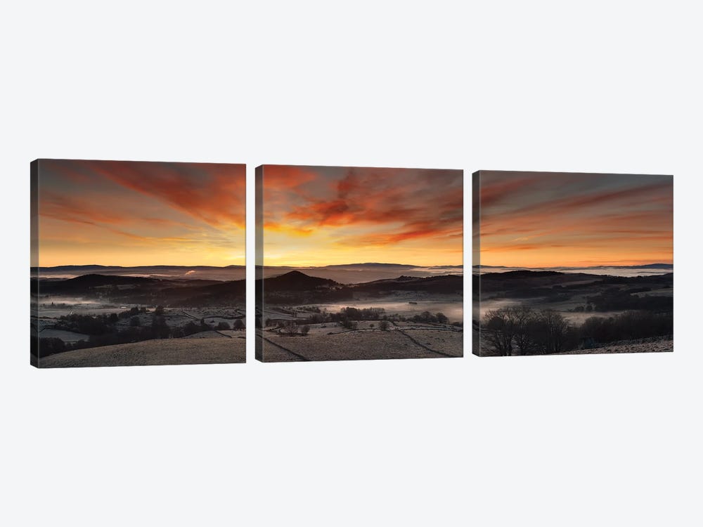 Magic Sunset Over Peaceful Landscape by Annabelle Chabert 3-piece Canvas Art