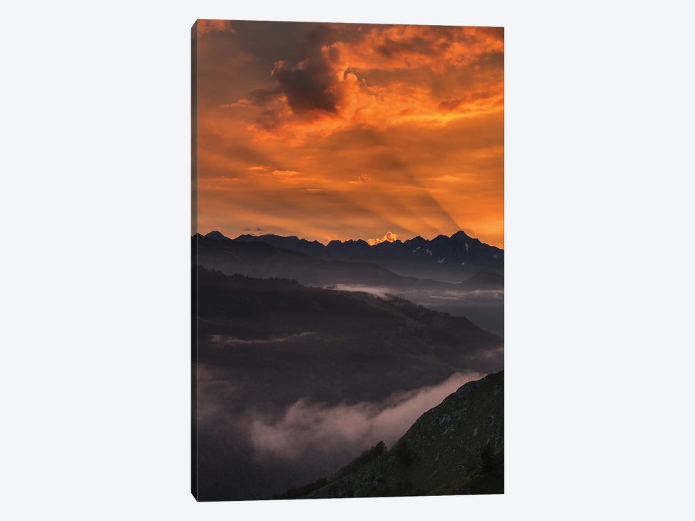 Last Rays Of Sun Upon The Mountains by Annabelle Chabert 1-piece Canvas Wall Art