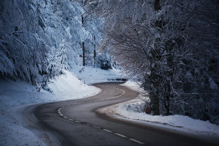 Winding Road In The Snow