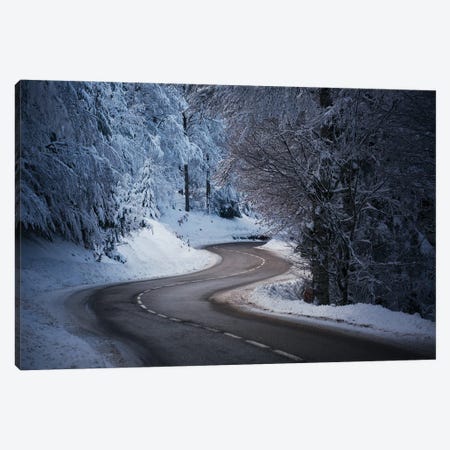 Winding Road In The Snow Canvas Print #AAB29} by Annabelle Chabert Canvas Artwork