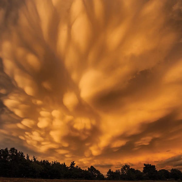 Annabelle Chabert: Mamatus Clouds At Sunset - Sky In Fire by Annabelle Chabert