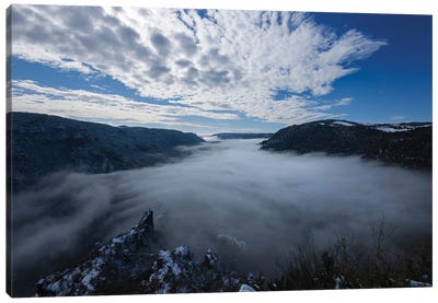 Winter Landscape Upon The Canyon Canvas Art Print - Annabelle Chabert