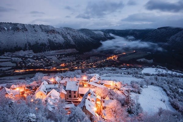 Annabelle Chabert: Lovely Village In Winter by Annabelle Chabert