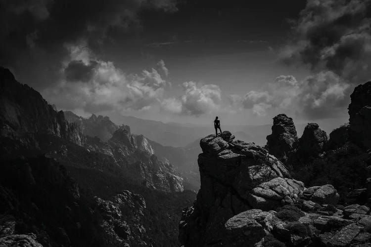 Black And White Silhouette In Corsica Island