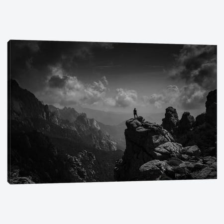 Black And White Silhouette In Corsica Island Canvas Print #AAB89} by Annabelle Chabert Canvas Artwork