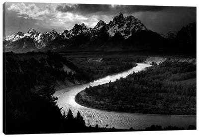 The Tetons - Snake River Canvas Art Print - Large Black & White Art