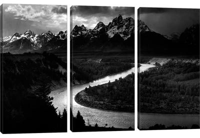 The Tetons - Snake River Canvas Art Print - 3-Piece Photography
