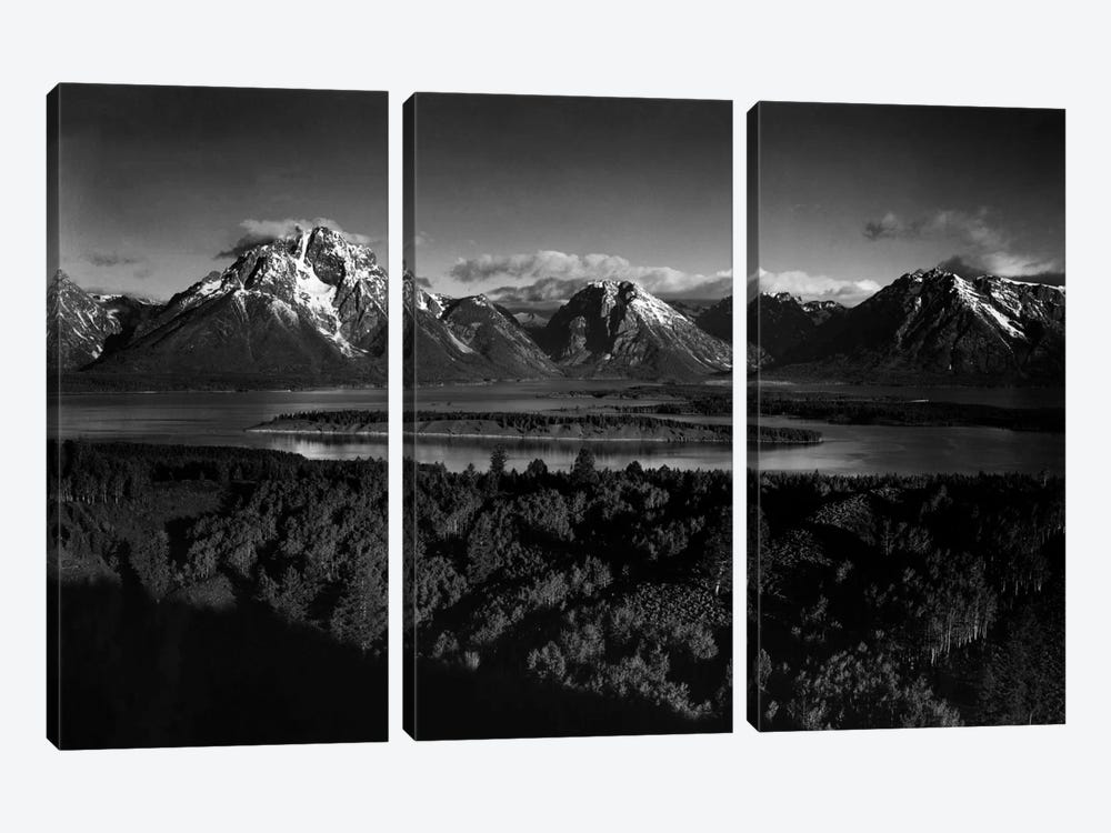 Mt. Moran and Jackson Lake from Signal Hill by Ansel Adams 3-piece Canvas Artwork