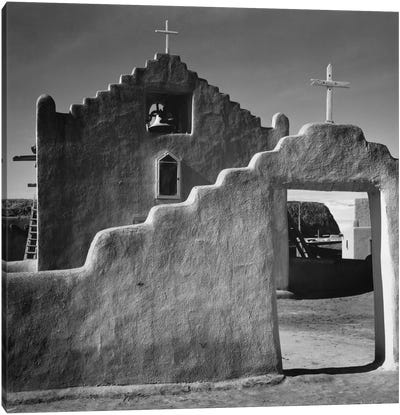 Church, Taos Pueblo, New Mexico, 1941 Canvas Art Print - Large Black & White Art
