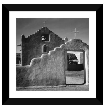 Church, Taos Pueblo, New Mexico, 1941 Paper Art Print - Ansel Adams