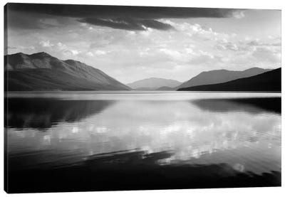 Evening, McDonald Lake, Glacier National Park Canvas Art Print - Black & White Scenic