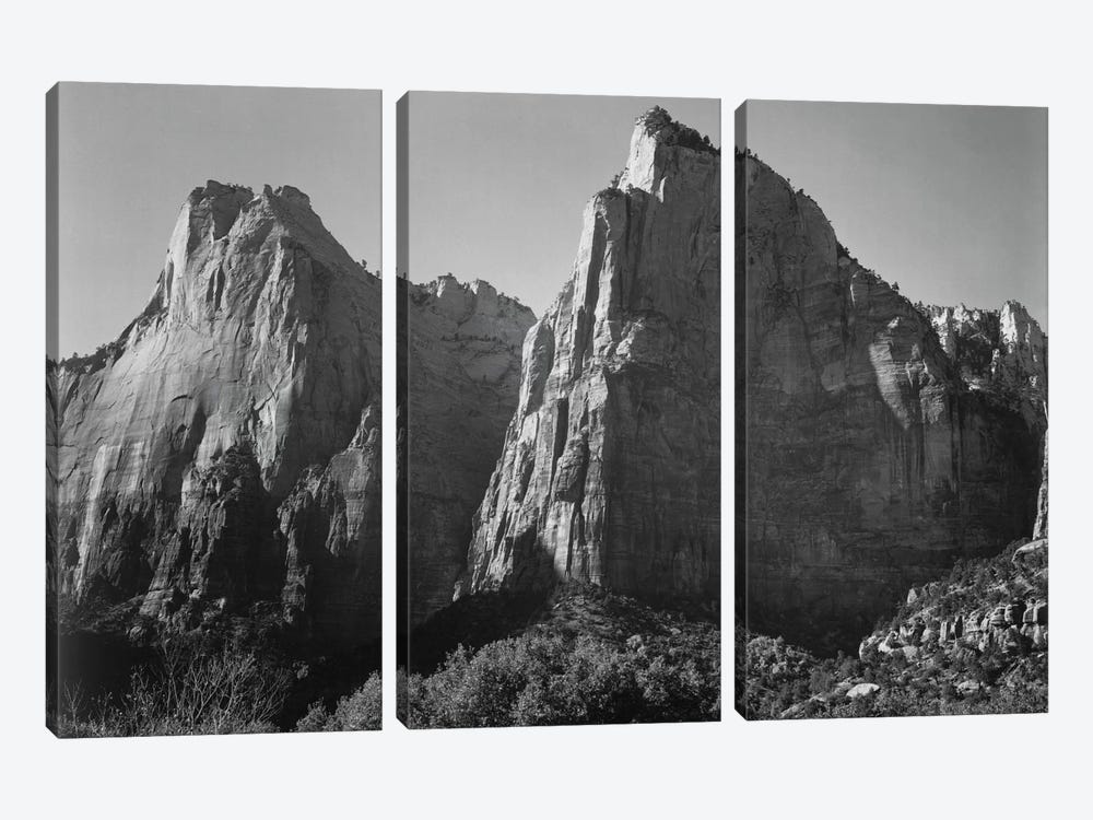 Court of the Patriarchs, Zion National Park by Ansel Adams 3-piece Canvas Wall Art