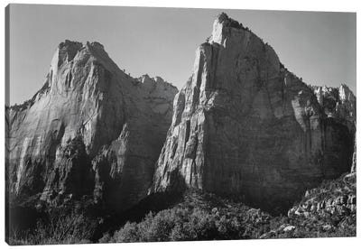 Court of the Patriarchs, Zion National Park Canvas Art Print - Black & White Photography