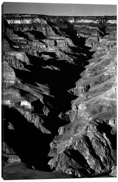 Grand Canyon From S. Rim, 1941 Canvas Art Print - Black & White Scenic
