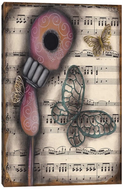 Butterfly Secrets Canvas Art Print - Musical Notes Art