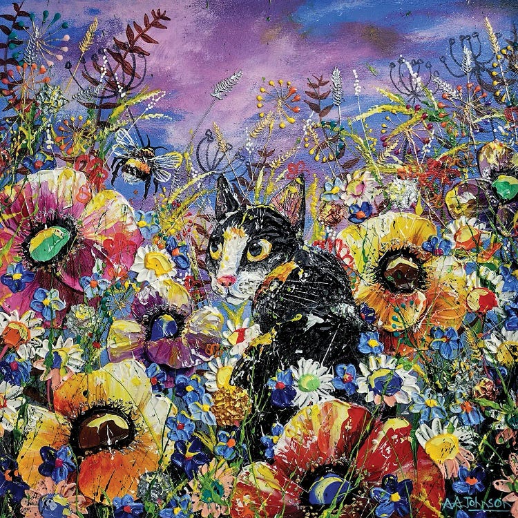 Kitty In The Flowers