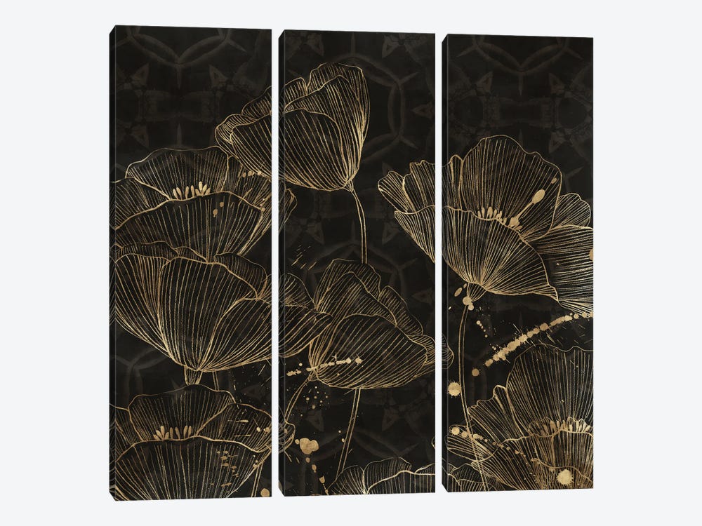 Midnight Blossoms II by Aria K 3-piece Canvas Artwork