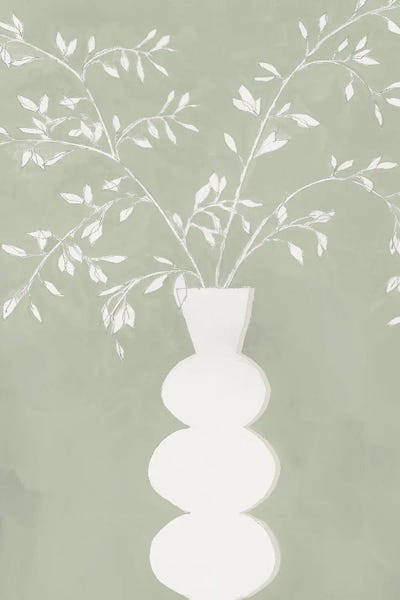 Sage Vase I by Aria K framed canvas print