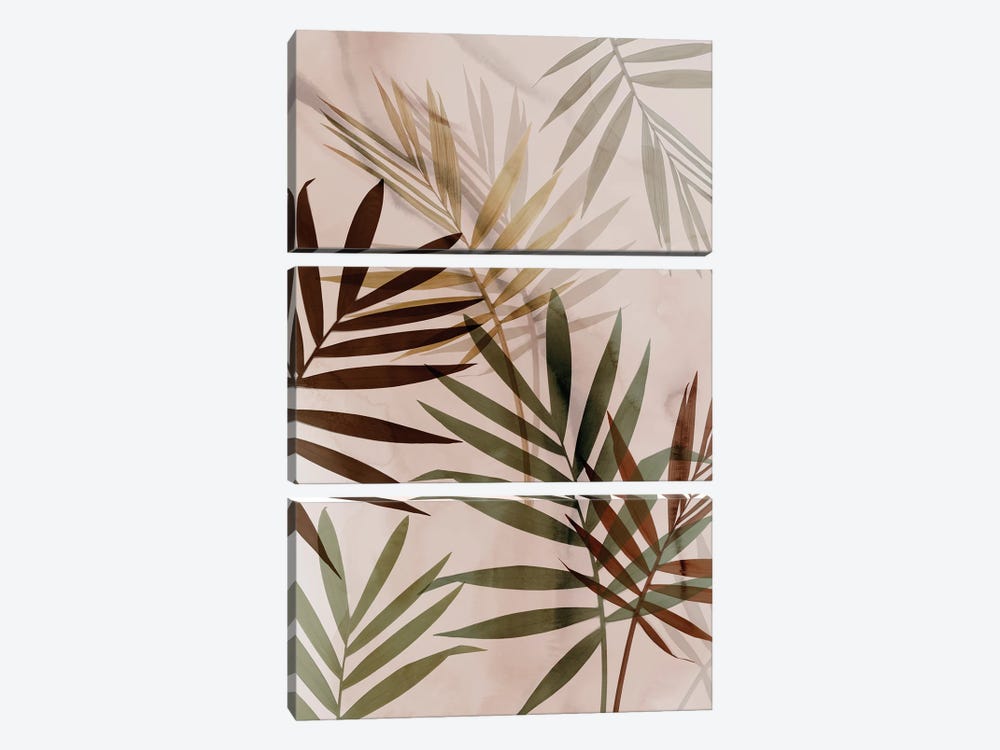 Subdued Leaves I by Aria K 3-piece Canvas Print