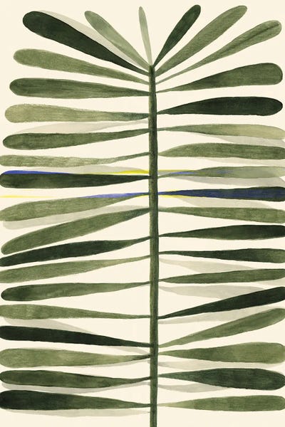 Green Leaves On Pale Canvas II