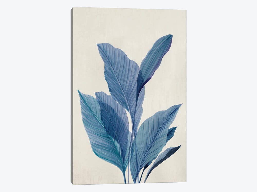 Blue Palm Leaves I by Aria K 1-piece Canvas Artwork