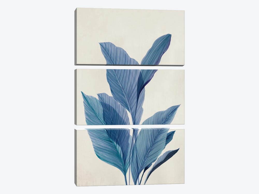 Blue Palm Leaves I by Aria K 3-piece Canvas Art
