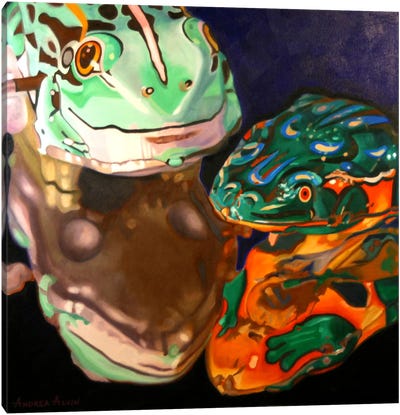 Tin Frogs Canvas Art Print - Andrea Alvin