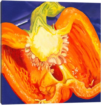 Cut Pepper Canvas Art Print - Vegetable Art