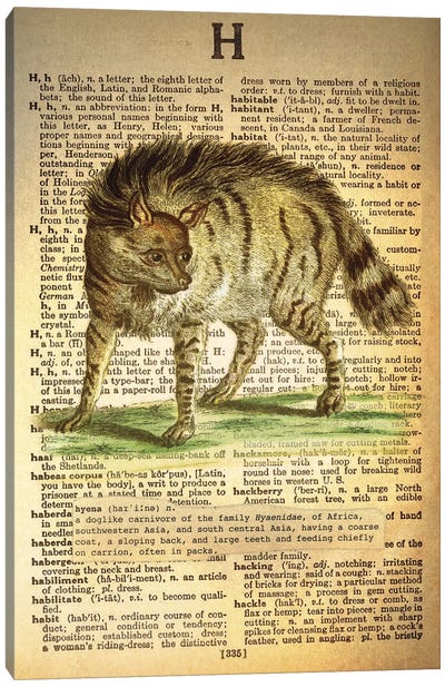 H - Hyena Canvas Art Print - Alphabetical Animalia