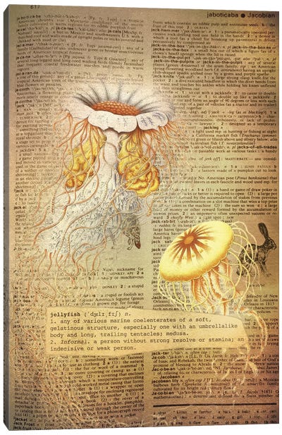 J - Jellyfish Canvas Art Print - Alphabet Art