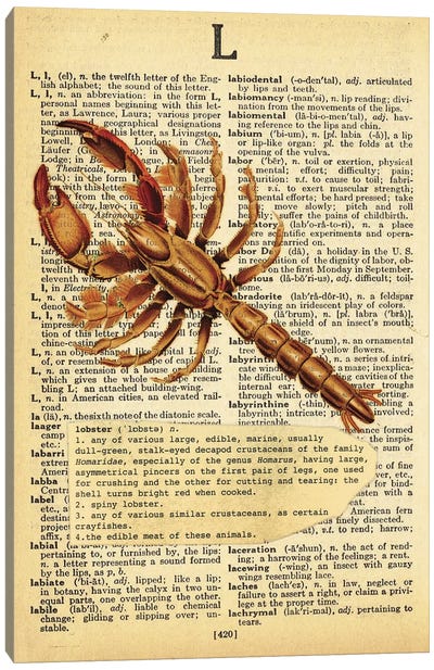 L - Lobster Canvas Art Print - Book Art