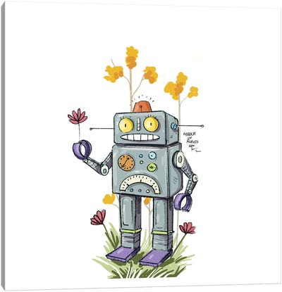 Robot XIV Canvas Art Print - Unlikely Friends