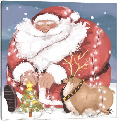 Chonky Christmas Canvas Art Print - Reindeer Art