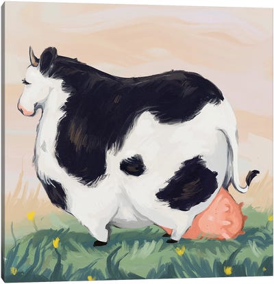 Chonky Cow Canvas Art Print - Annada N Menon