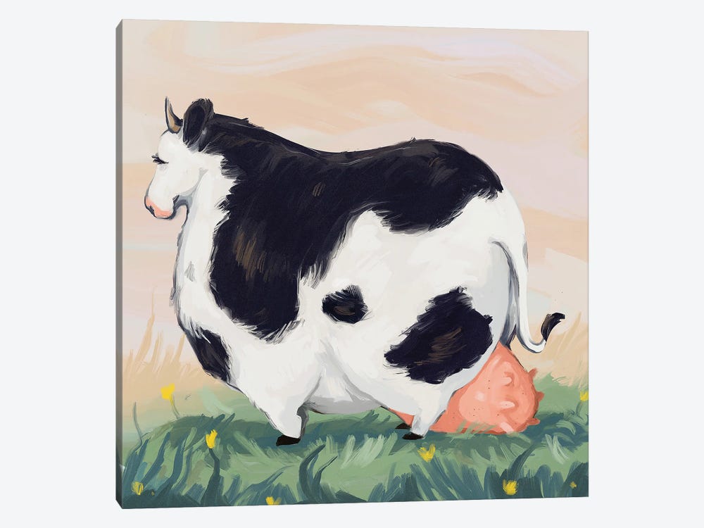 Chonky Cow by Annada N. Menon 1-piece Canvas Wall Art