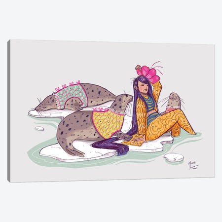 Chilling With Seals Canvas Print #AAN53} by Annada N. Menon Art Print