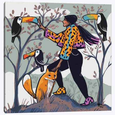 Friends In The Wild Canvas Print #AAN60} by Annada N. Menon Canvas Wall Art
