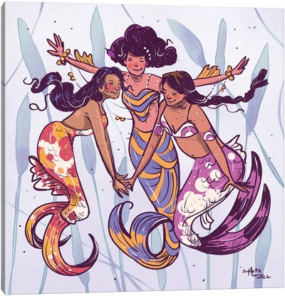 Mermaid Friends Canvas Art Print - Annada N Menon