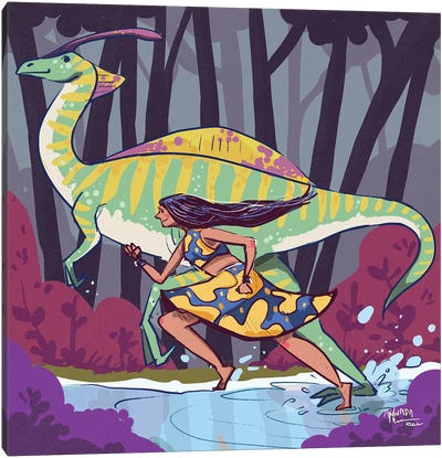 Unexplored Wild Canvas Art Print - Kids Dinosaur Art