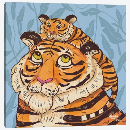 Mama Tiger Canvas Print #AAN66} by Annada N. Menon Canvas Print